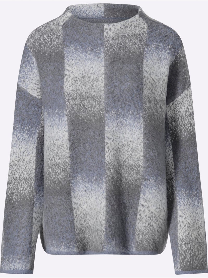 Pull jacquard dégradé de couleurs mode - taille standard - helline Noir Bleu ciel Gris - Kiabi