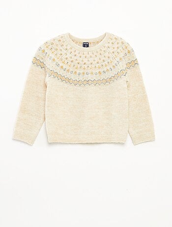 Pull jacquard en maille fluffy