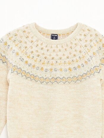 Pull jacquard en maille fluffy
