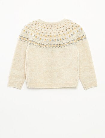 Pull jacquard en maille fluffy