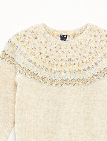 Pull jacquard en maille fluffy