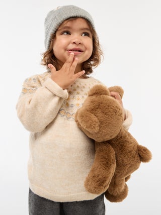 Pull jacquard en maille fluffy