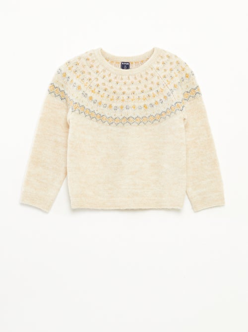 Pull jacquard en maille fluffy - Kiabi