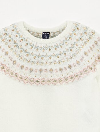 Pull jacquard en maille fluffy