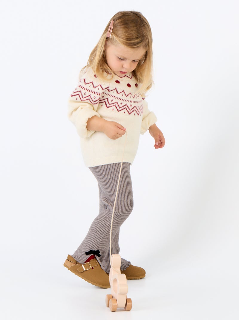 Pull jacquard en maille grosse jauge Blanc - Kiabi