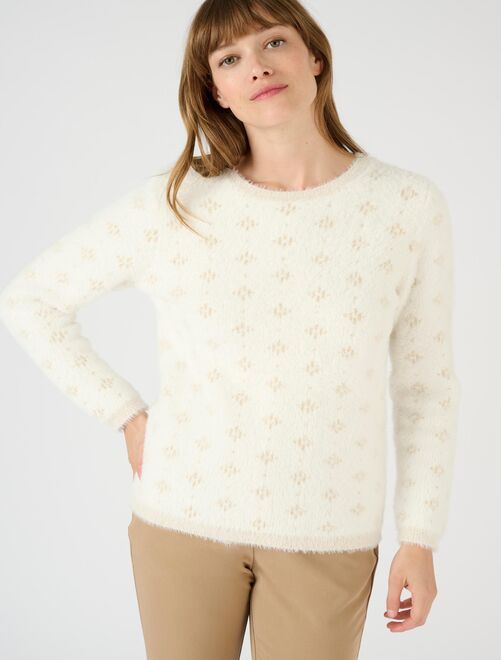 Pull jacquard en maille poilue - Damart - Kiabi