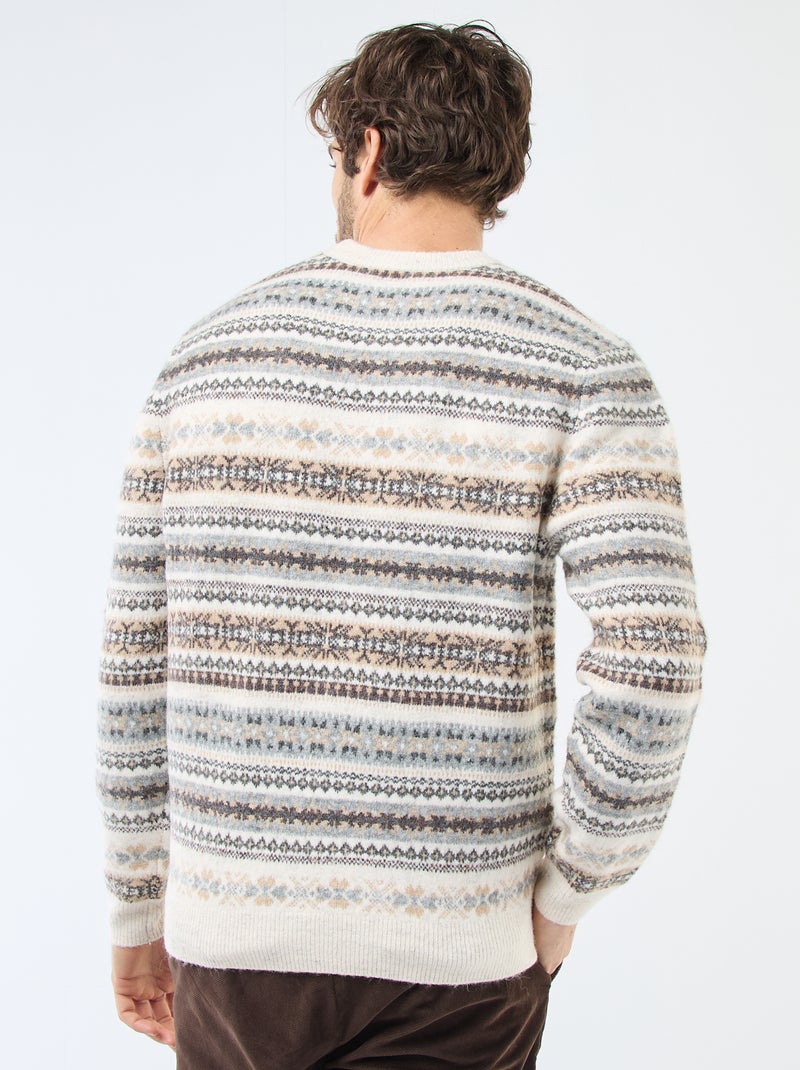 Pull jacquard épais Beige - Kiabi