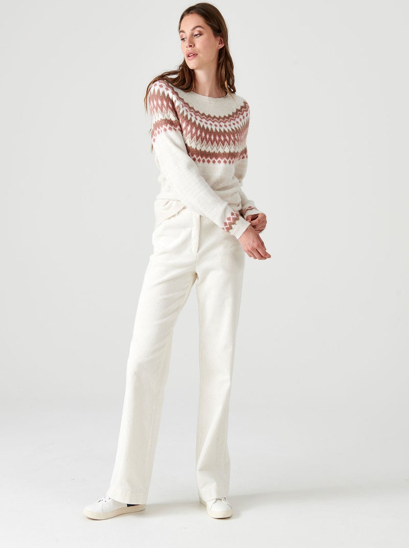Pull jacquard esprit norvégien détails brillants - Damart Ivoire - Kiabi