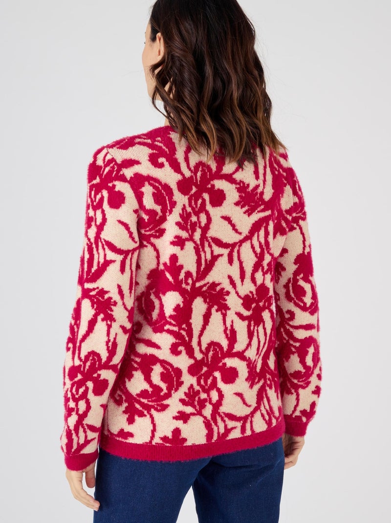 Pull jacquard et fil poilu - Damart Rose - Kiabi