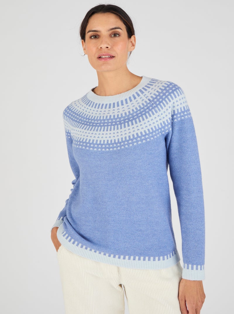 Pull jacquard et fils brillants Thermolactyl - Damart Bleu - Kiabi