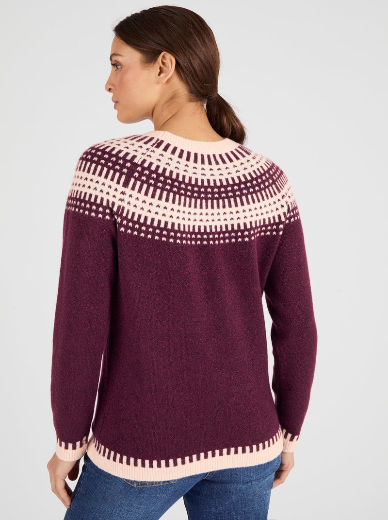 Pull jacquard et fils brillants Thermolactyl - Damart Bordeaux - Kiabi
