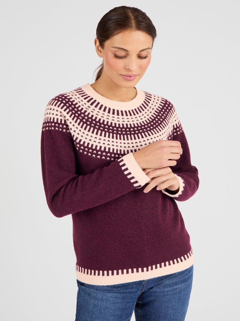 Pull jacquard et fils brillants Thermolactyl - Damart Bordeaux - Kiabi