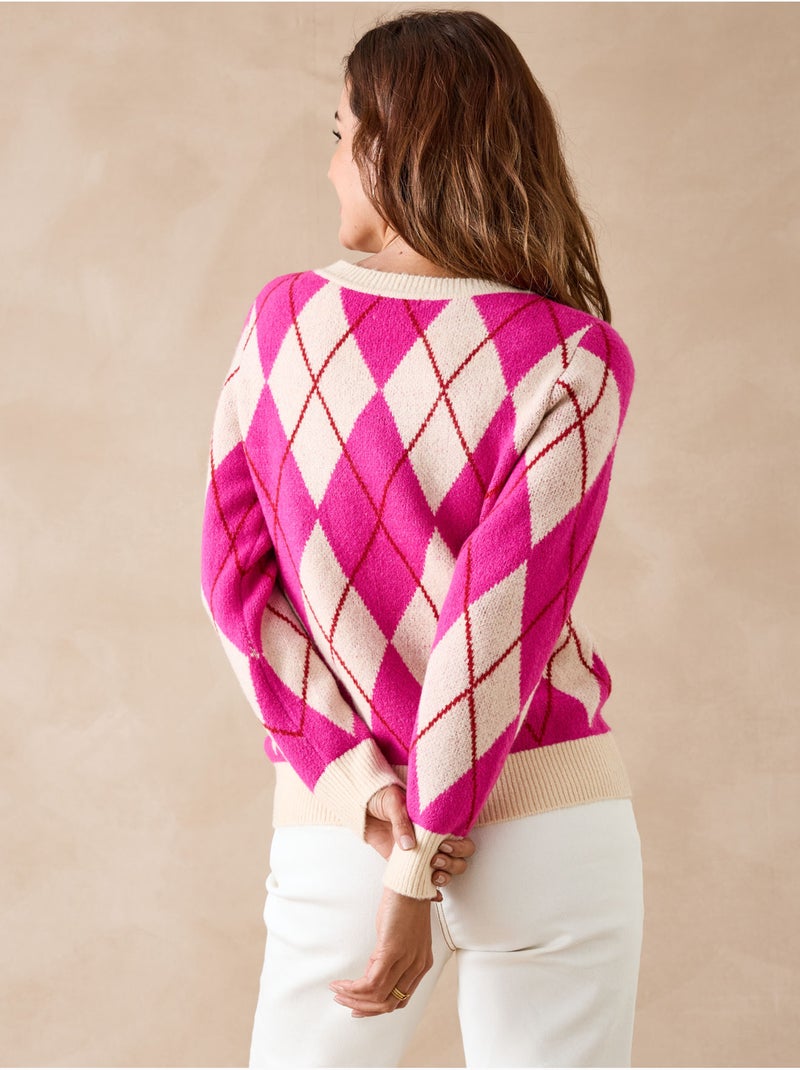 Pull jacquard géométrique - DAXON Beige - Kiabi