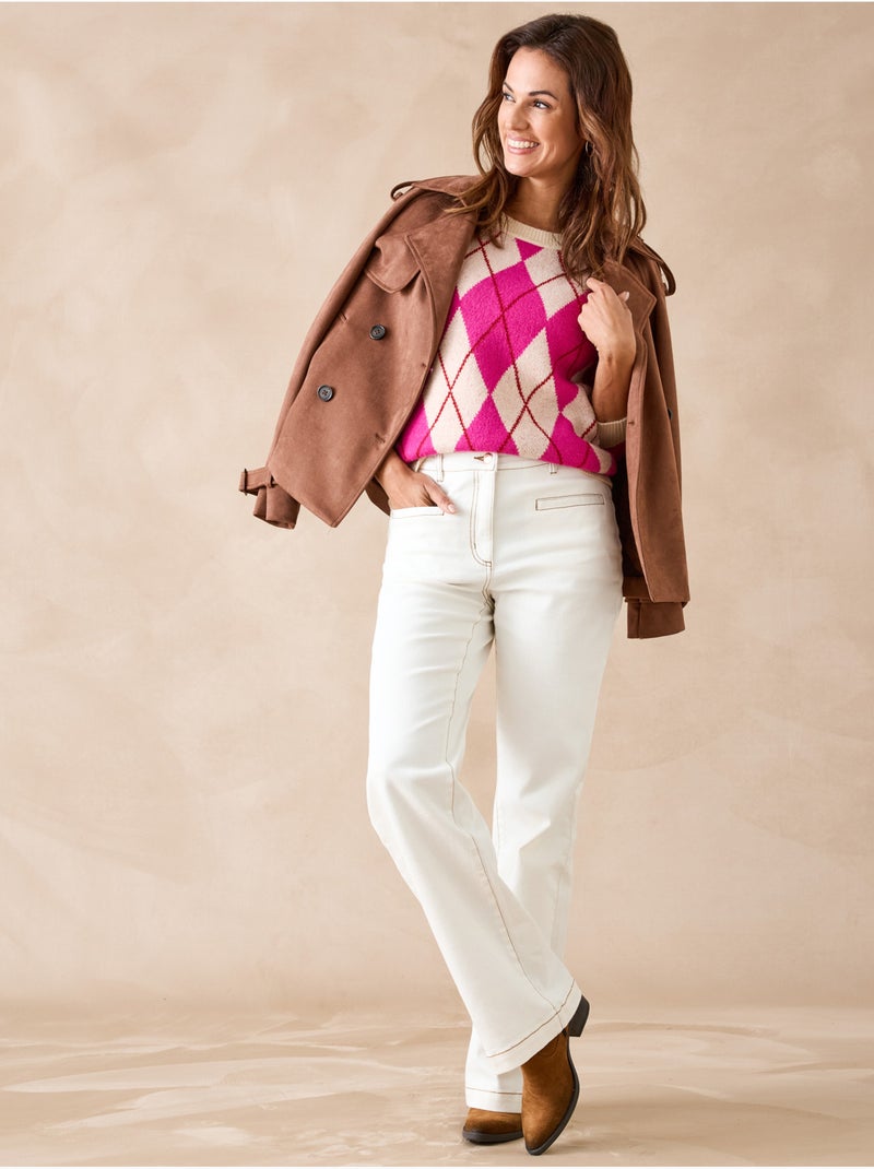 Pull jacquard géométrique - DAXON Beige - Kiabi