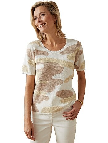 Pull jacquard intarsia manches courtes - DAXON