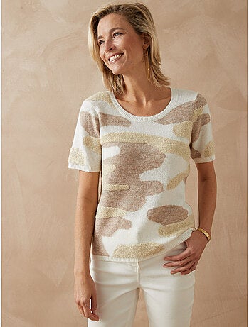 Pull jacquard intarsia manches courtes - DAXON