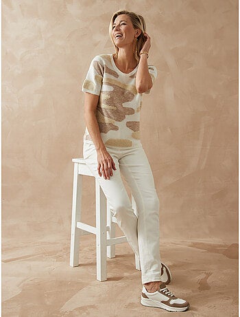 Pull jacquard intarsia manches courtes - DAXON