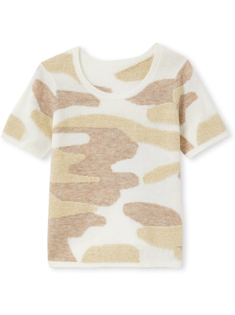 Pull jacquard intarsia manches courtes - DAXON Taupe - Kiabi