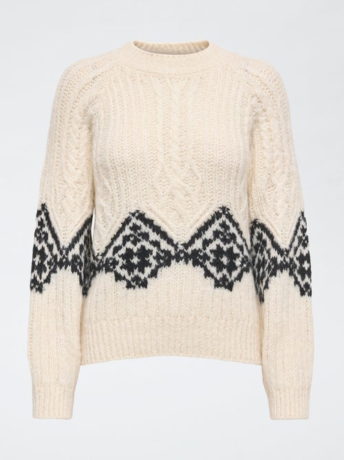 Pull jacquard 'JDY' col rond - Kiabi