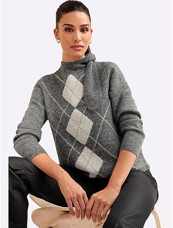 Pull jacquard joli col - taille standard - helline
