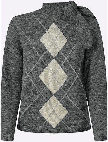 Pull jacquard joli col - taille standard - helline