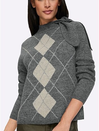 Pull jacquard joli col - taille standard - helline