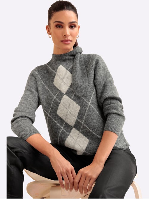 Pull jacquard joli col - taille standard - helline - Kiabi