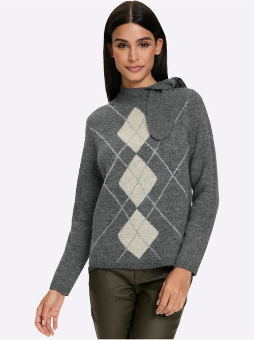 Pull jacquard joli col - taille standard - helline - Kiabi