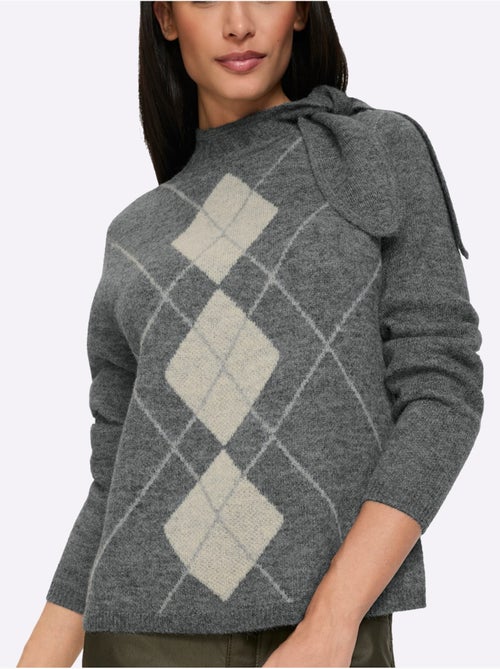 Pull jacquard joli col - taille standard - helline - Kiabi