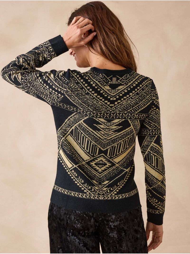 Pull jacquard légèrement brillant - DAXON Noir Doré - Kiabi