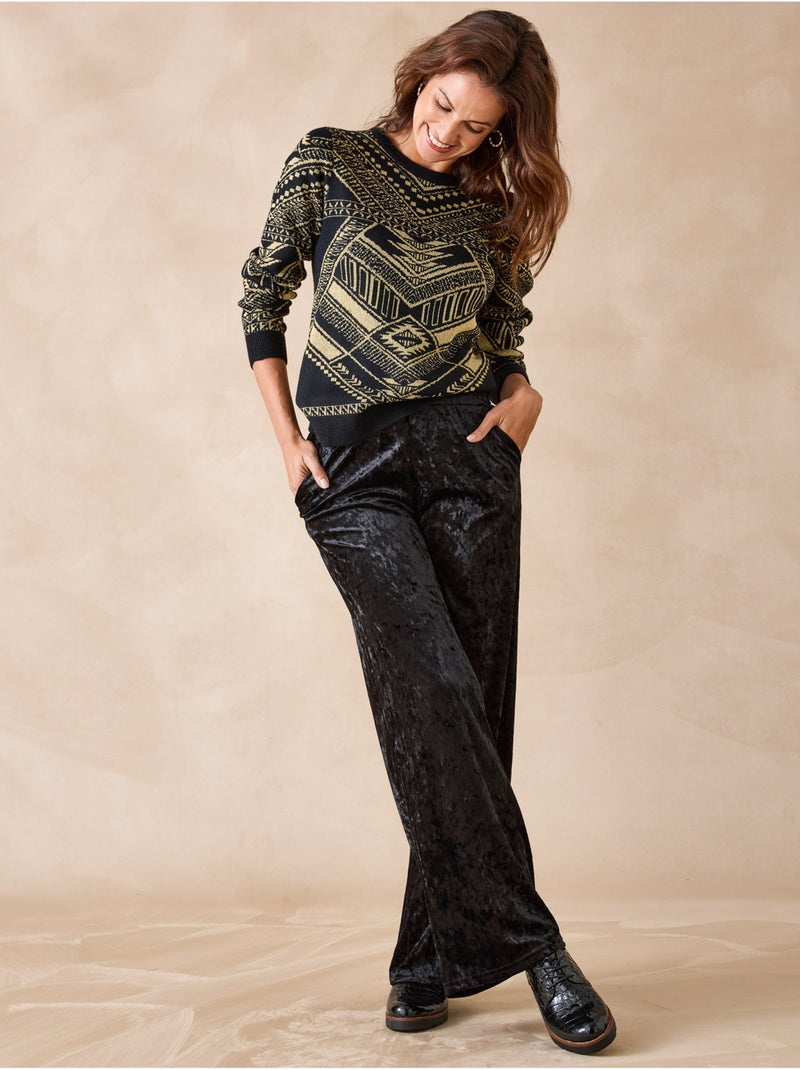 Pull jacquard légèrement brillant - DAXON Noir Doré - Kiabi