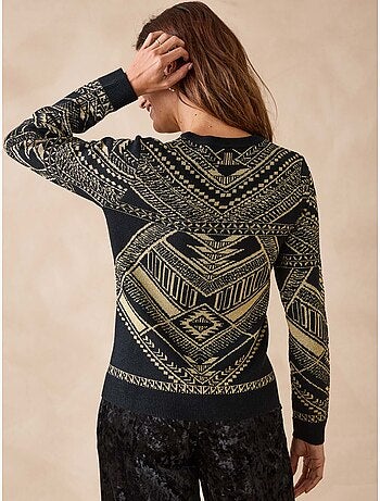 Pull jacquard légèrement brillant