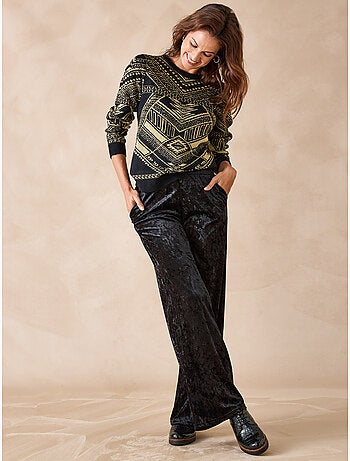 Pull jacquard légèrement brillant