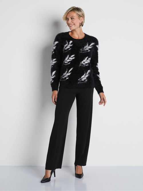 Pull jacquard maille poilue manches longues - Afibel - Kiabi