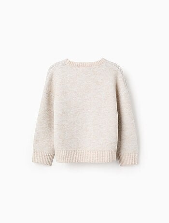 Pull Jacquard, Manche Longue, Laine