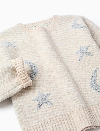 Pull Jacquard, Manche Longue, Laine