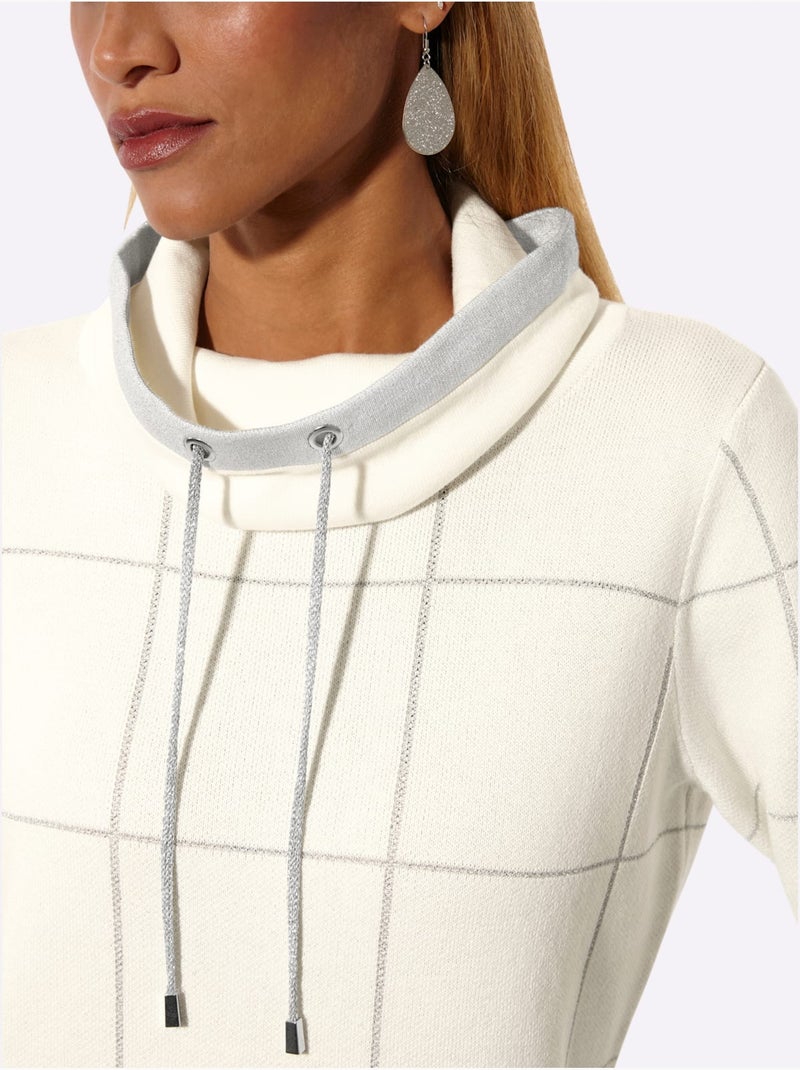 Pull Jacquard Mélange Doux En Coton - Taille Standard - Helline Gris Ecru - Kiabi