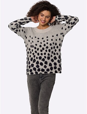 Pull jacquard motif à pois tendance - taille standard - helline