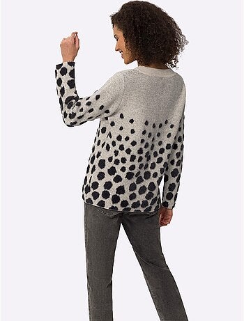 Pull jacquard motif à pois tendance - taille standard - helline