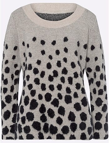 Pull jacquard motif à pois tendance - taille standard - helline