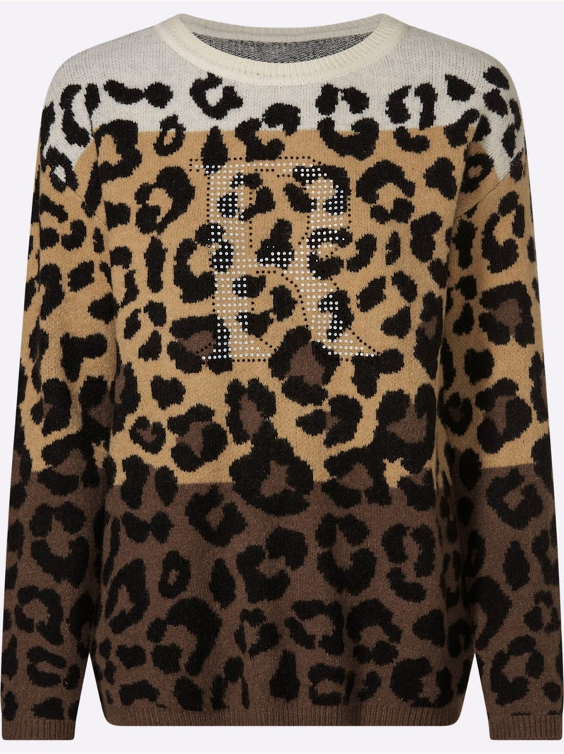 Pull jacquard motif animal tendance - taille standard - helline Noir Marron - Kiabi