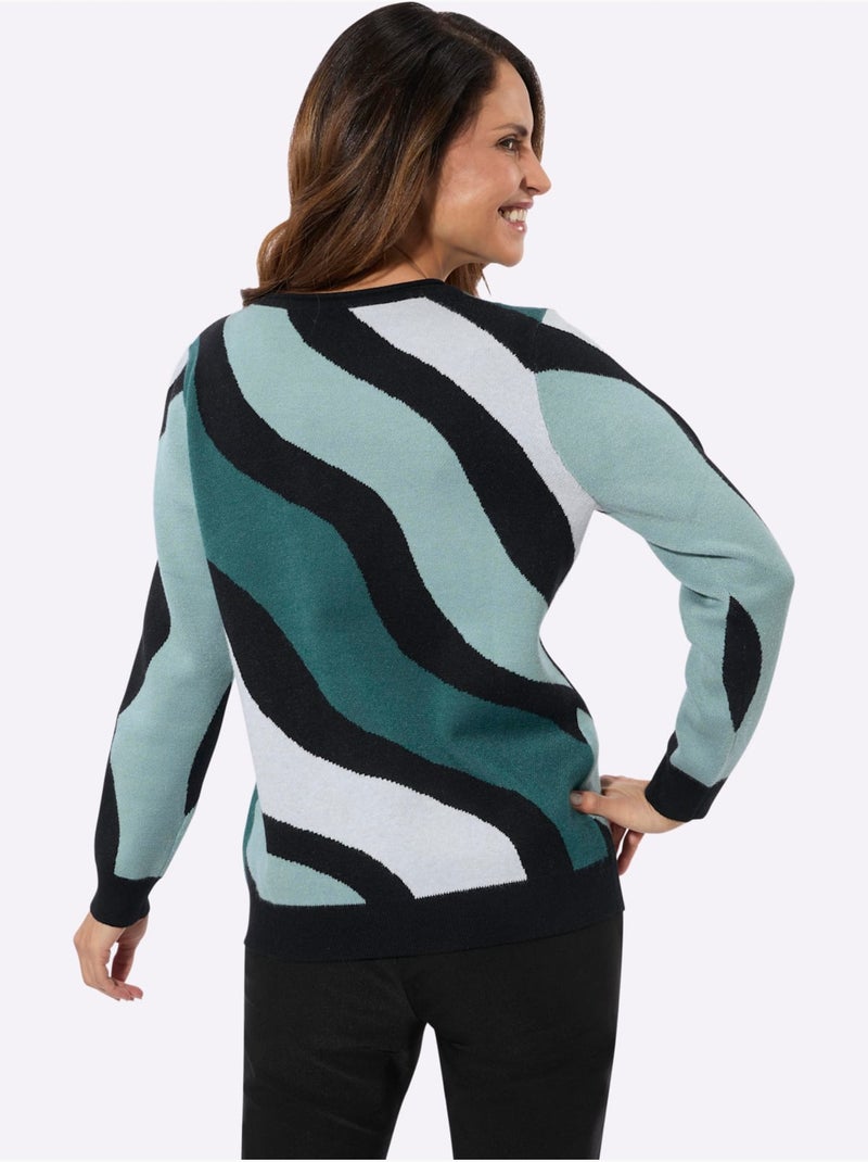 Pull jacquard motif jacquard - taille standard - witt Noir Vert - Kiabi