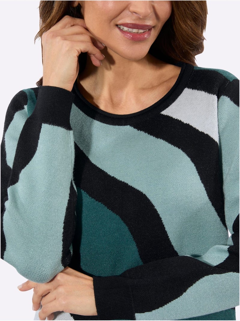 Pull jacquard motif jacquard - taille standard - witt Noir Vert - Kiabi