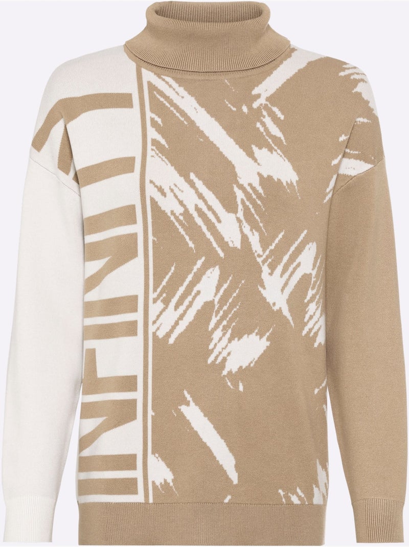 Pull Jacquard Motif Jacquard Original - Taille Standard - Helline Beige - Kiabi