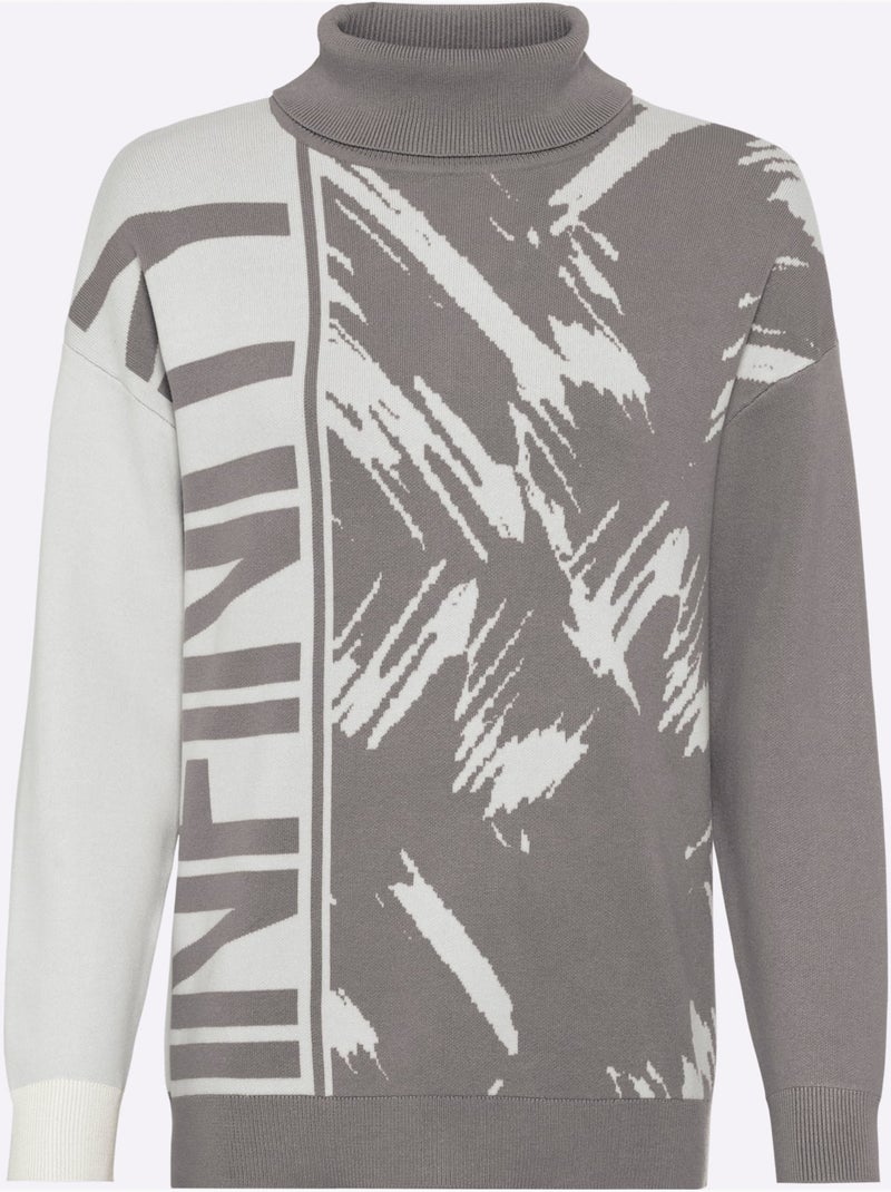 Pull jacquard motif jacquard original - taille standard - helline Gris Ecru - Kiabi
