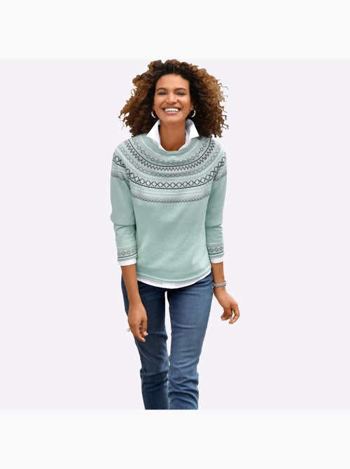 Pull jacquard motif norvégien col rond et manches longues - taille standard - witt - Kiabi Pull jacquard motif norvégien col rond et manches longues - taille standard - witt - Kiabi