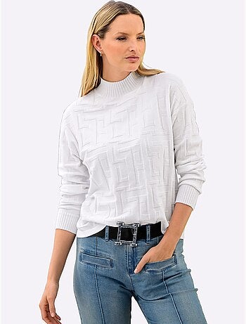 Pull jacquard motif tricoté aspect 3d - taille standard - helline