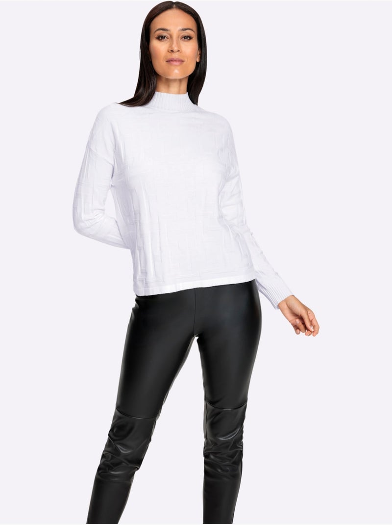 Pull jacquard motif tricoté aspect 3d - taille standard - helline Ecru - Kiabi