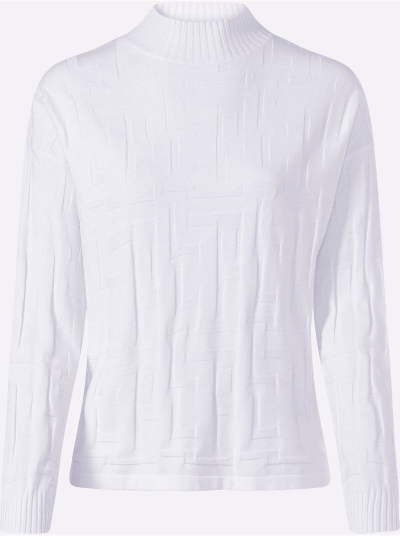 Pull jacquard motif tricoté aspect 3d - taille standard - helline Ecru - Kiabi