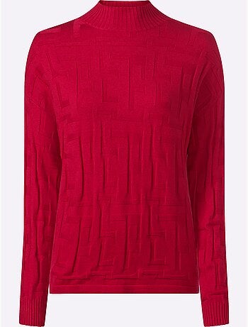 Pull Jacquard Motif Tricoté Aspect 3d - Taille Standard - Helline